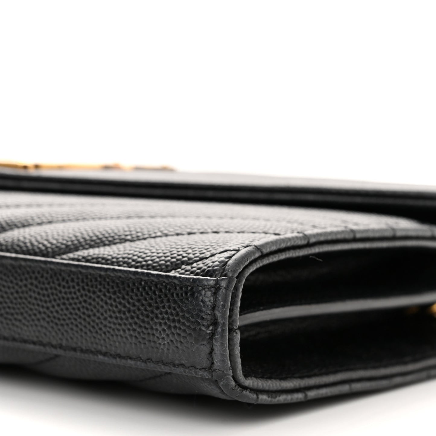 Grain De Poudre Matelasse Chevron Monogram Chain Wallet Black