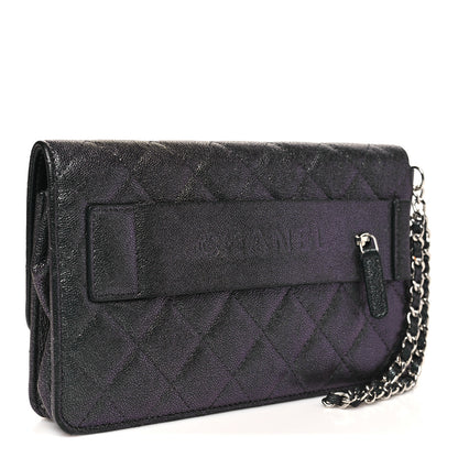 Chanel Iridescent Caviar Quilted Classic Pouch Clutch Black 3 of 11