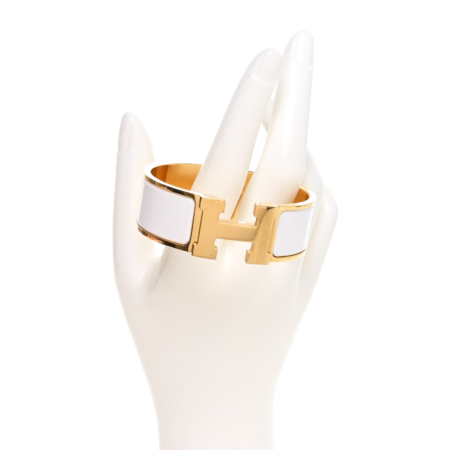 Enamel Wide Clic Clac H Bracelet GM White