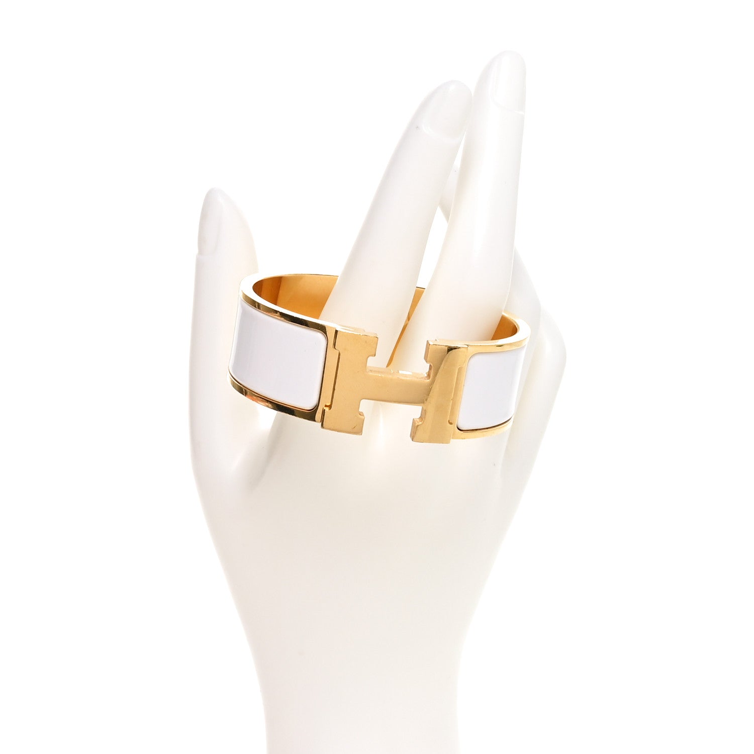 Hermes Enamel Wide Clic Clac H Bracelet GM White 2 of 5