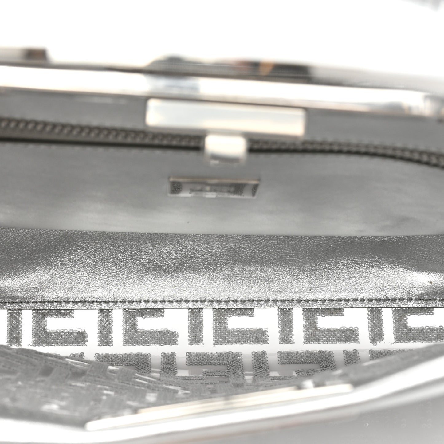 PVC Vitello Catalan Mirror Sequin FF Medium Peekaboo Iconic Satchel Argento