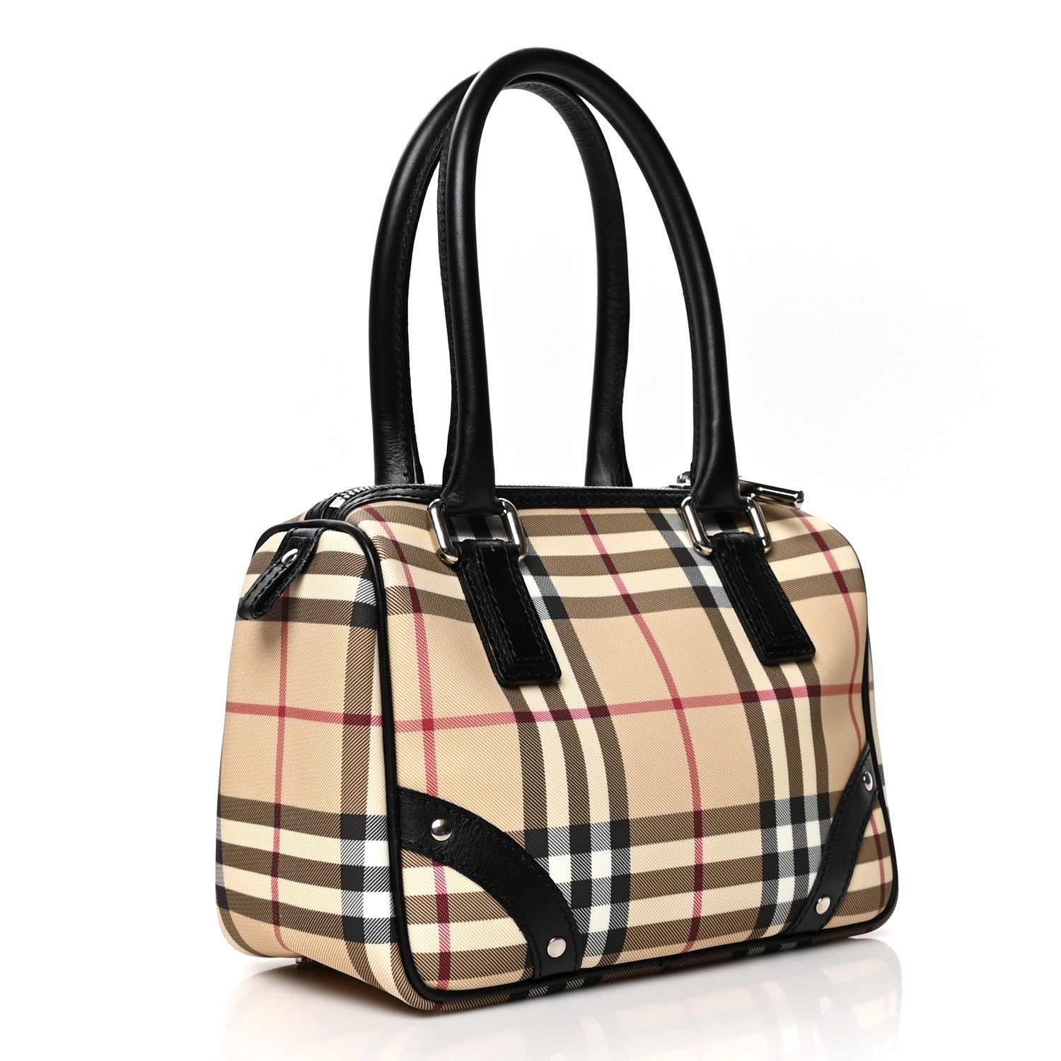 Burberry House Check Studded Satchel Black 3 of 10