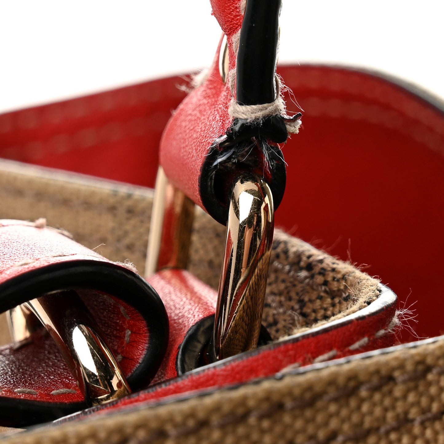 Canvas Mega Check Medium Ashby Bucket Bag Red