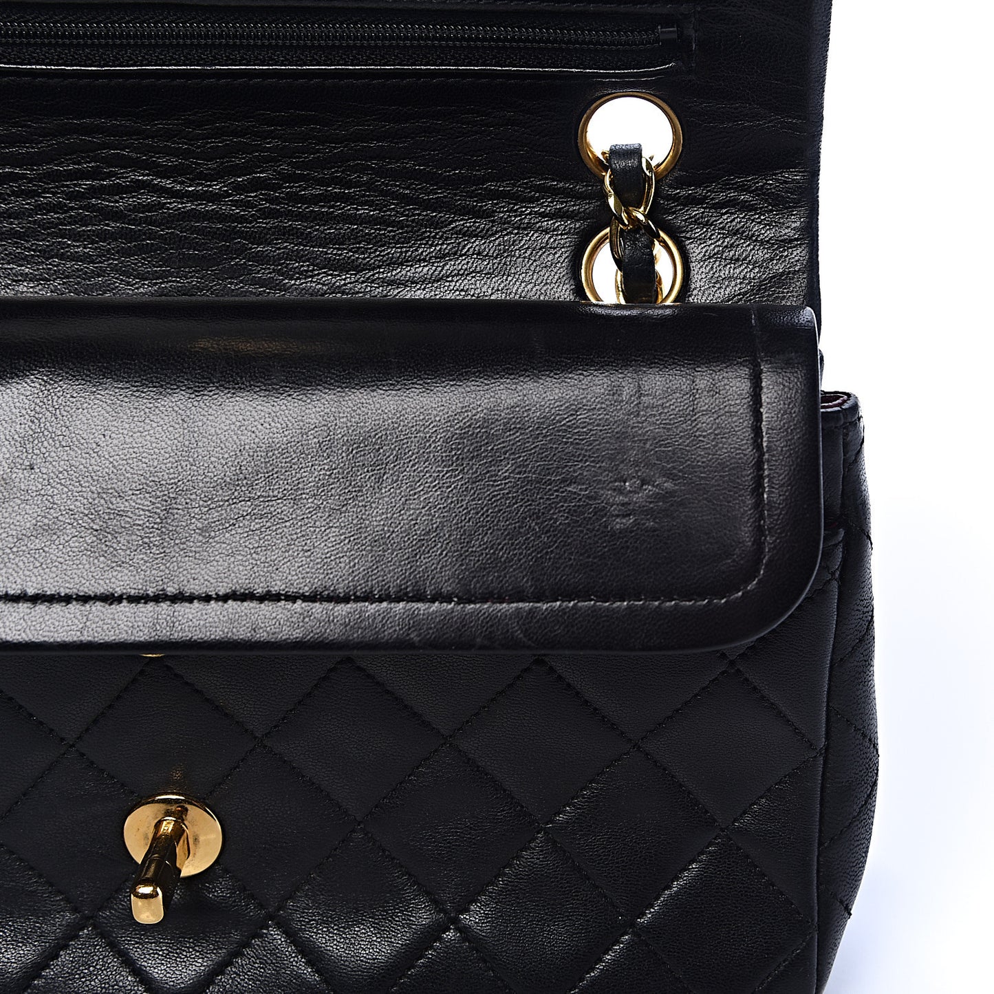 Lambskin Quilted Small Double Flap Black