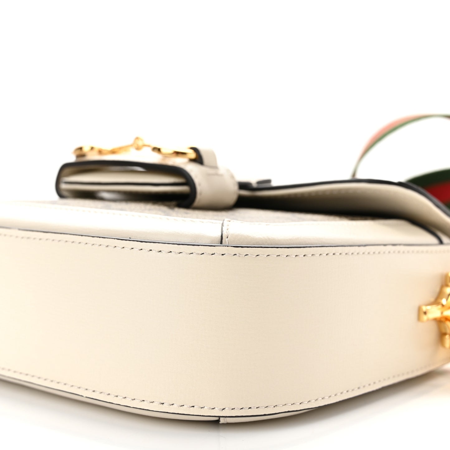GG Supreme Monogram Web Mini Horsebit 1955 Shoulder Bag Beige Mystic White
