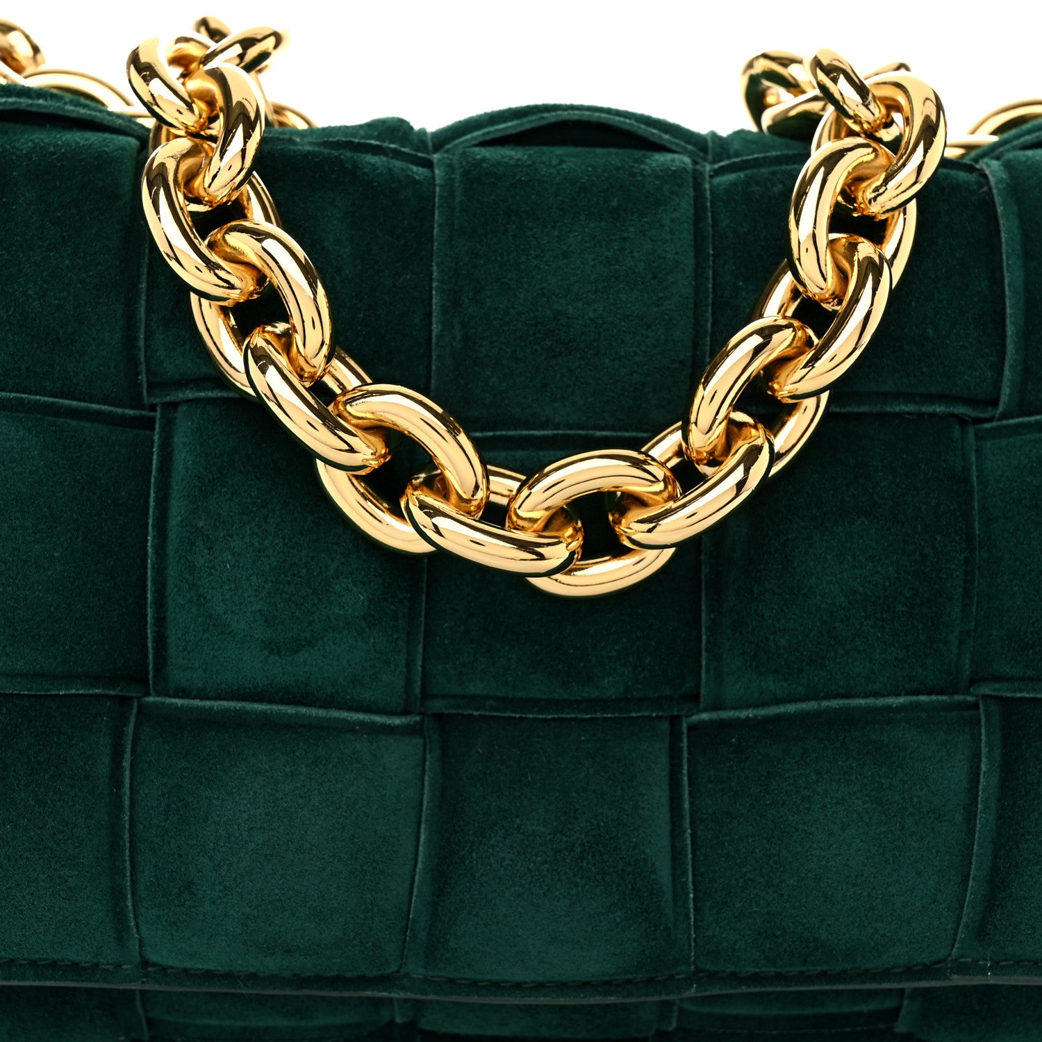 Bottega Veneta Suede Maxi Intrecciato Padded Chain Cassette Crossbody Bag Emerald Green 5 of 10