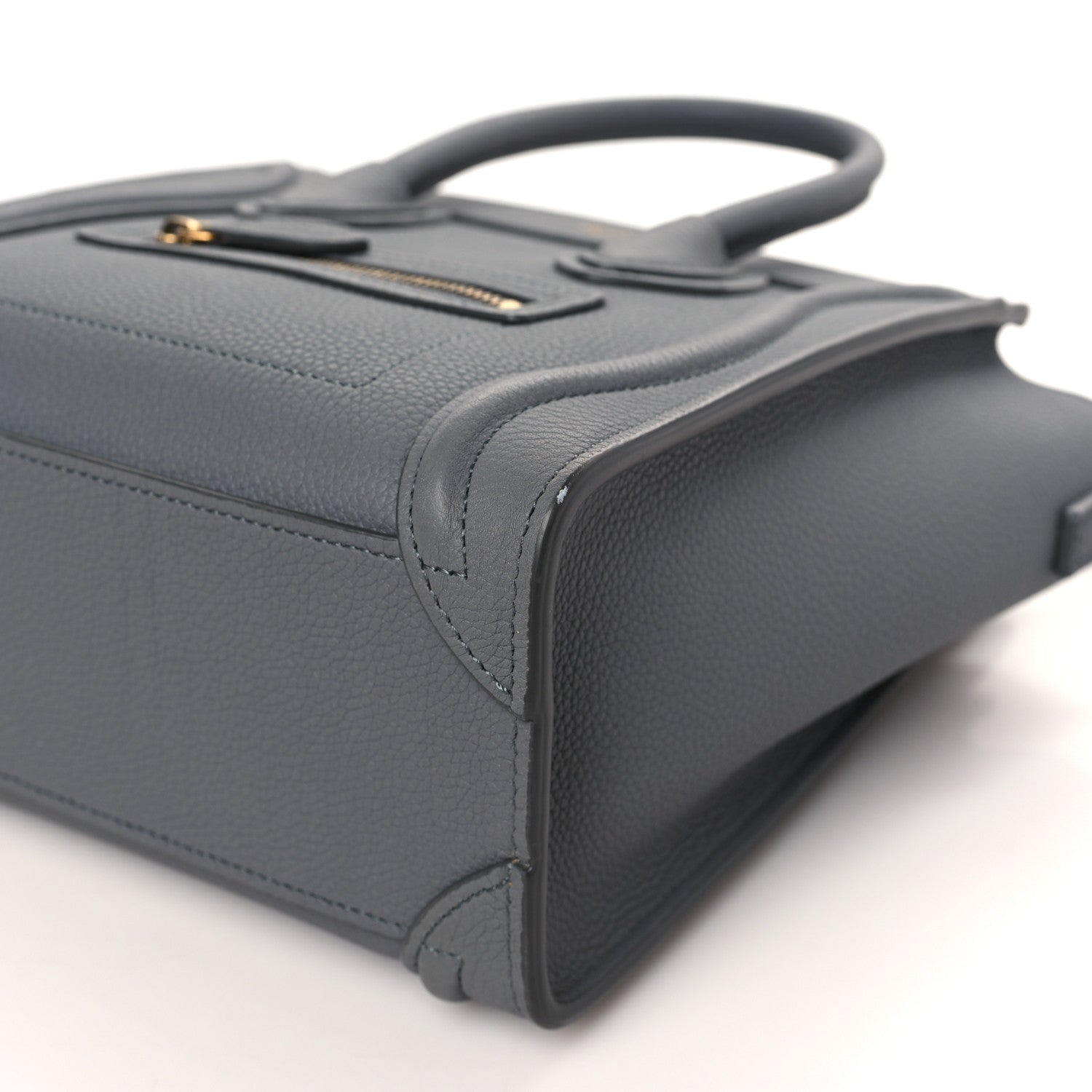 Celine Drummed Calfskin Nano Luggage Kohl 9 of 9