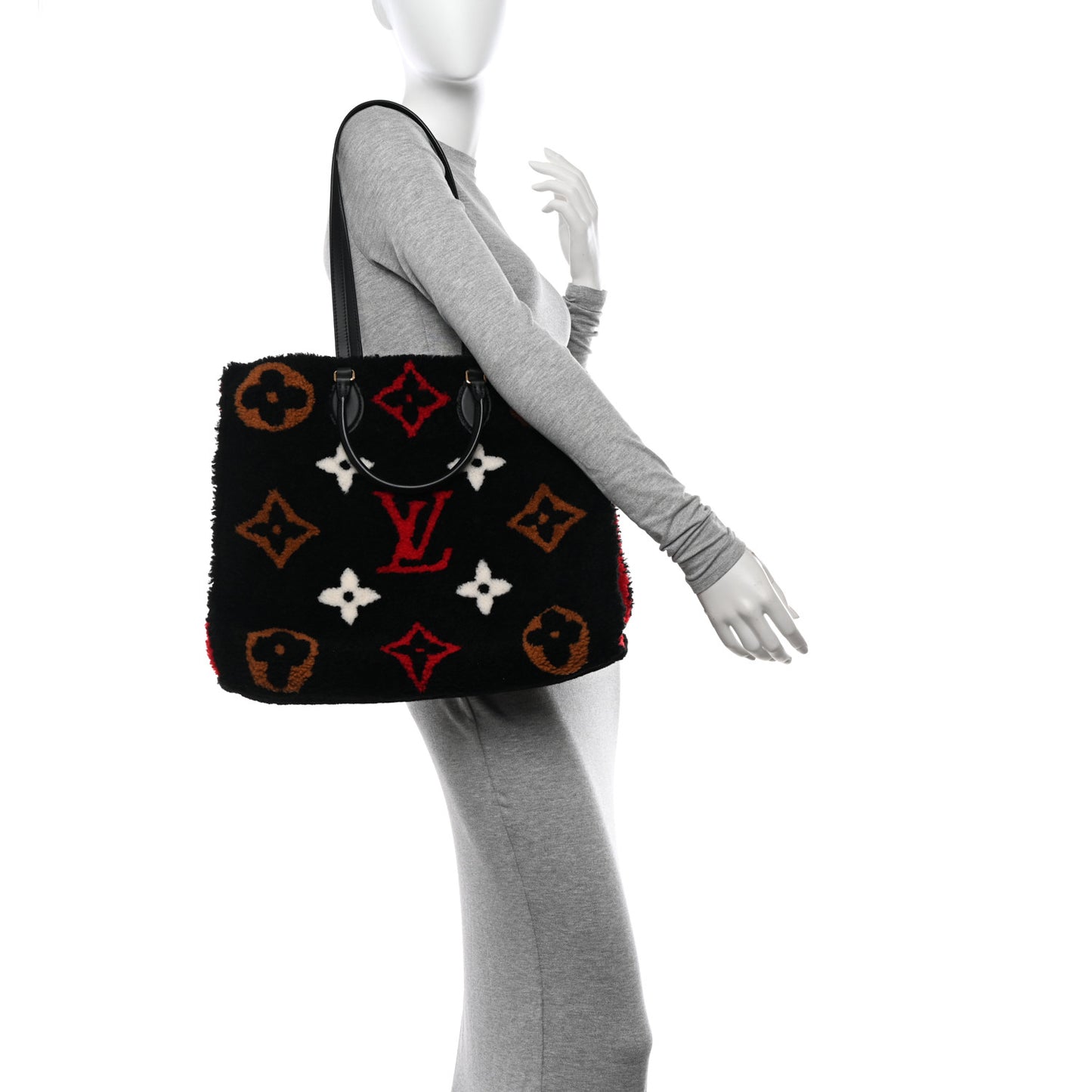 Shearling Monogram Giant Teddy Onthego GM Black Red