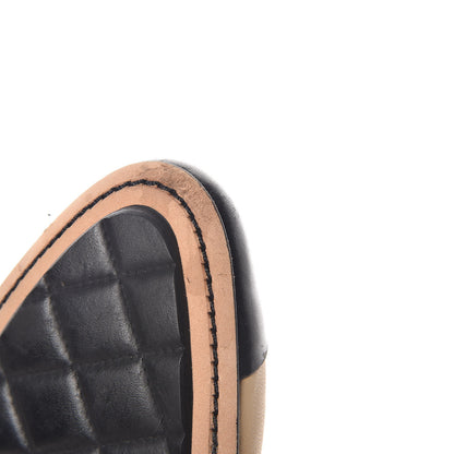 Chanel Lambskin Patent CC Elastic Stretch Pumps 41.5 Beige Black 10 of 11