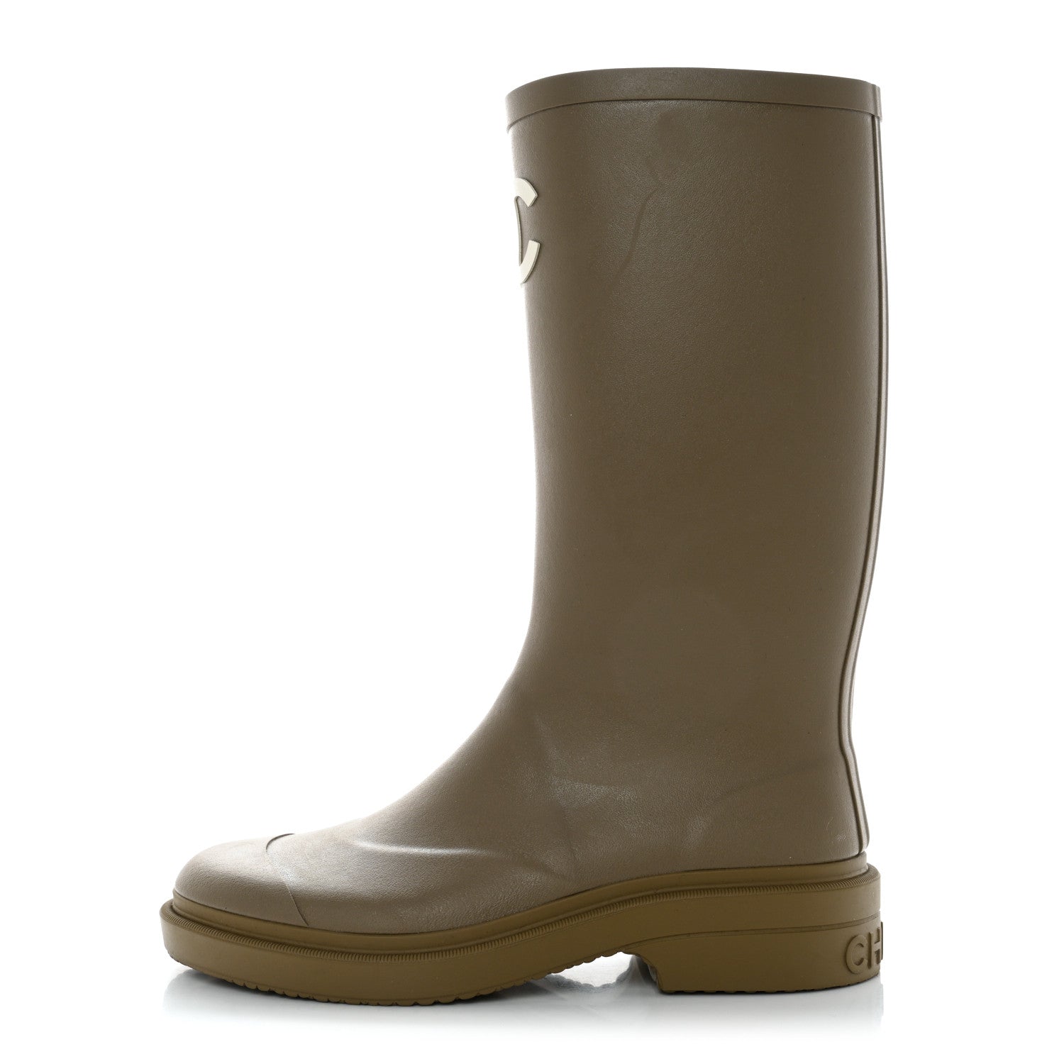 Chanel Caoutchouk CC High Boots 37 Dark Beige 1 of 8