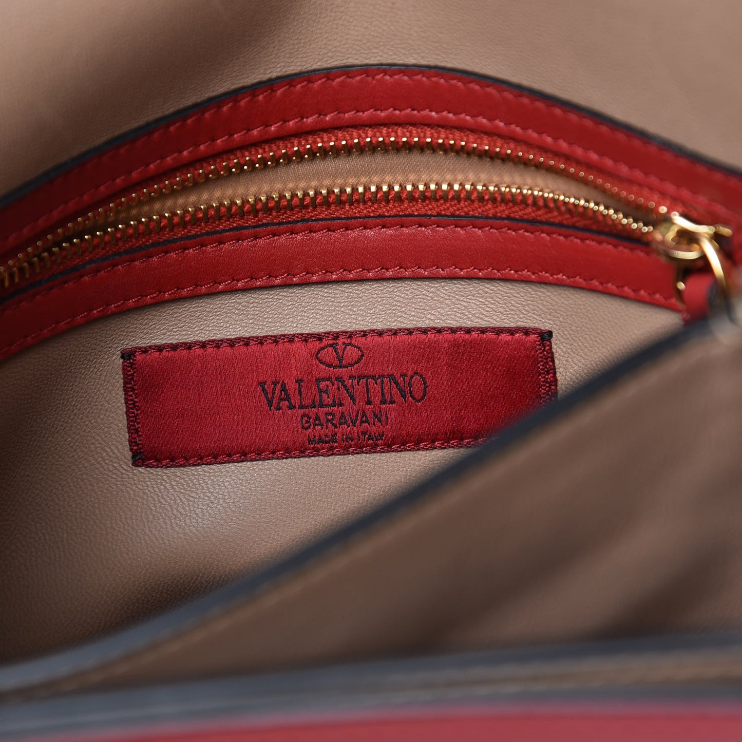 Calfskin Rivet Colorblock Shoulder Bag Black Red
