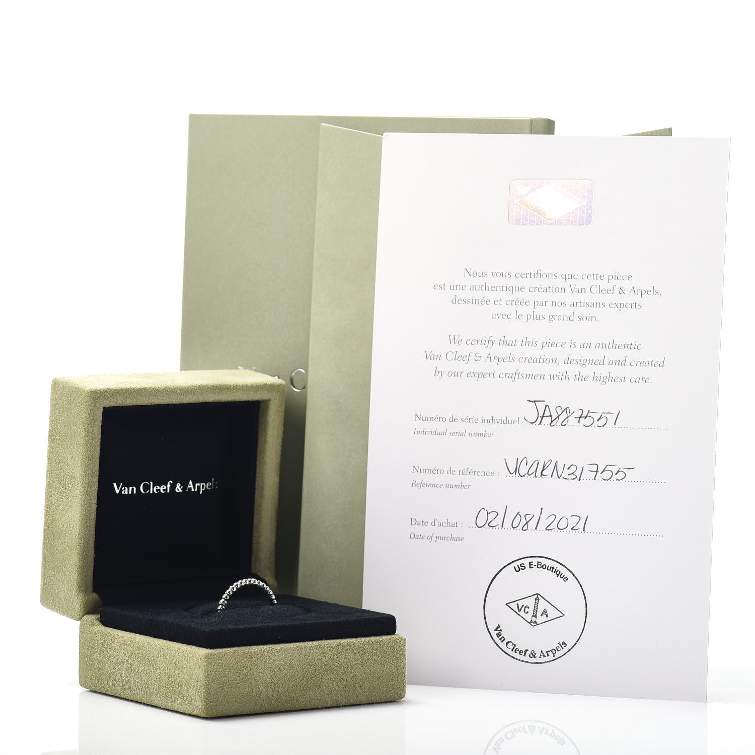 Van Cleef & Arpels 18K White Gold Small Perlee Ring 55 7.25 5 of 5