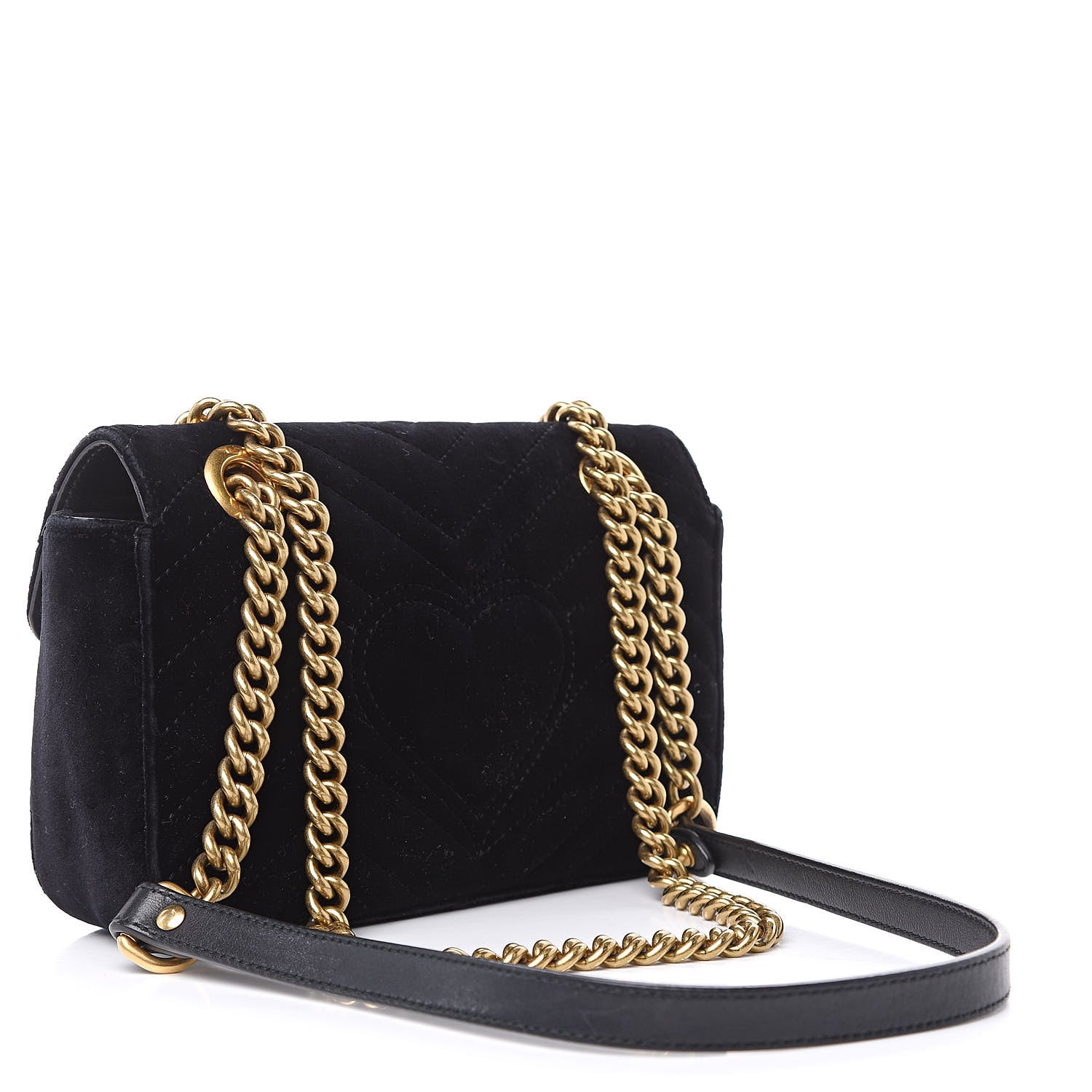 Gucci Velvet Matelasse Mini GG Marmont Shoulder Bag Black 3 of 12