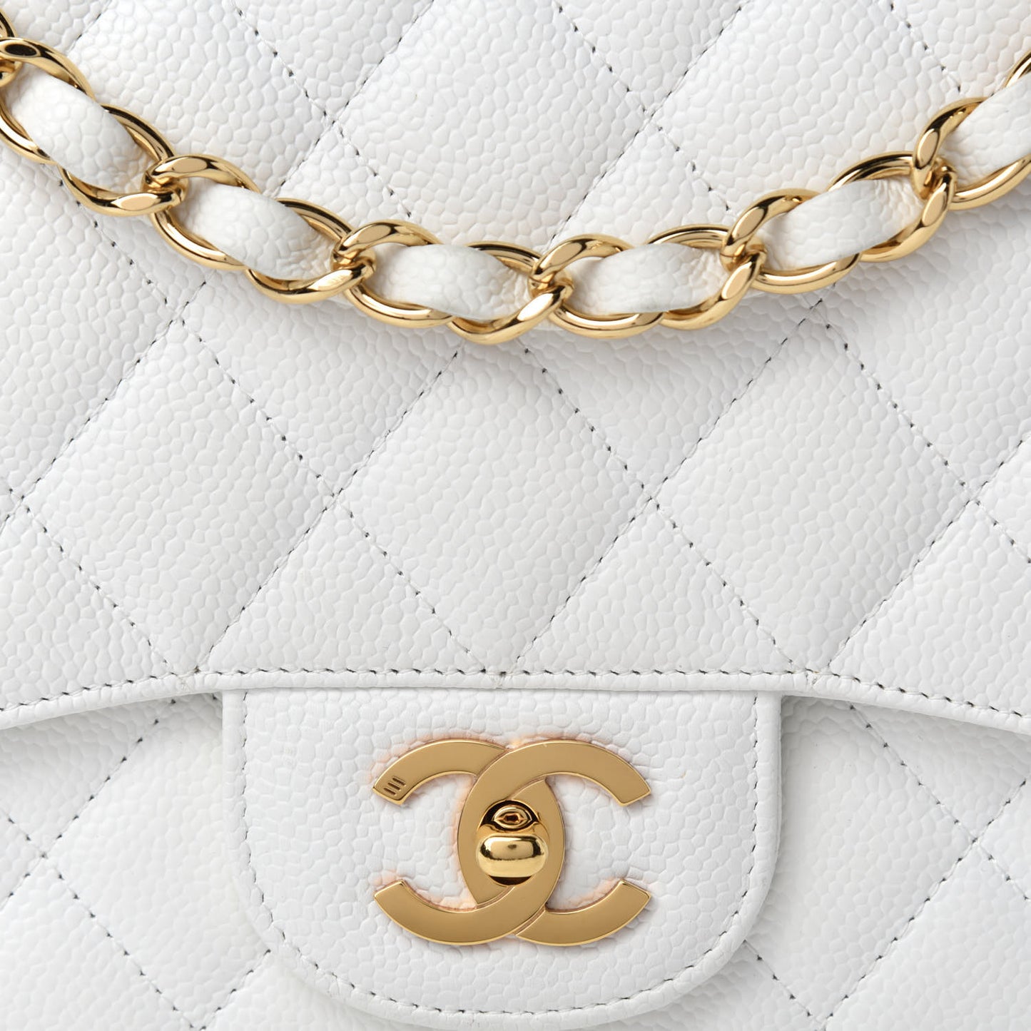 Caviar Quilted Jumbo Single Flap White