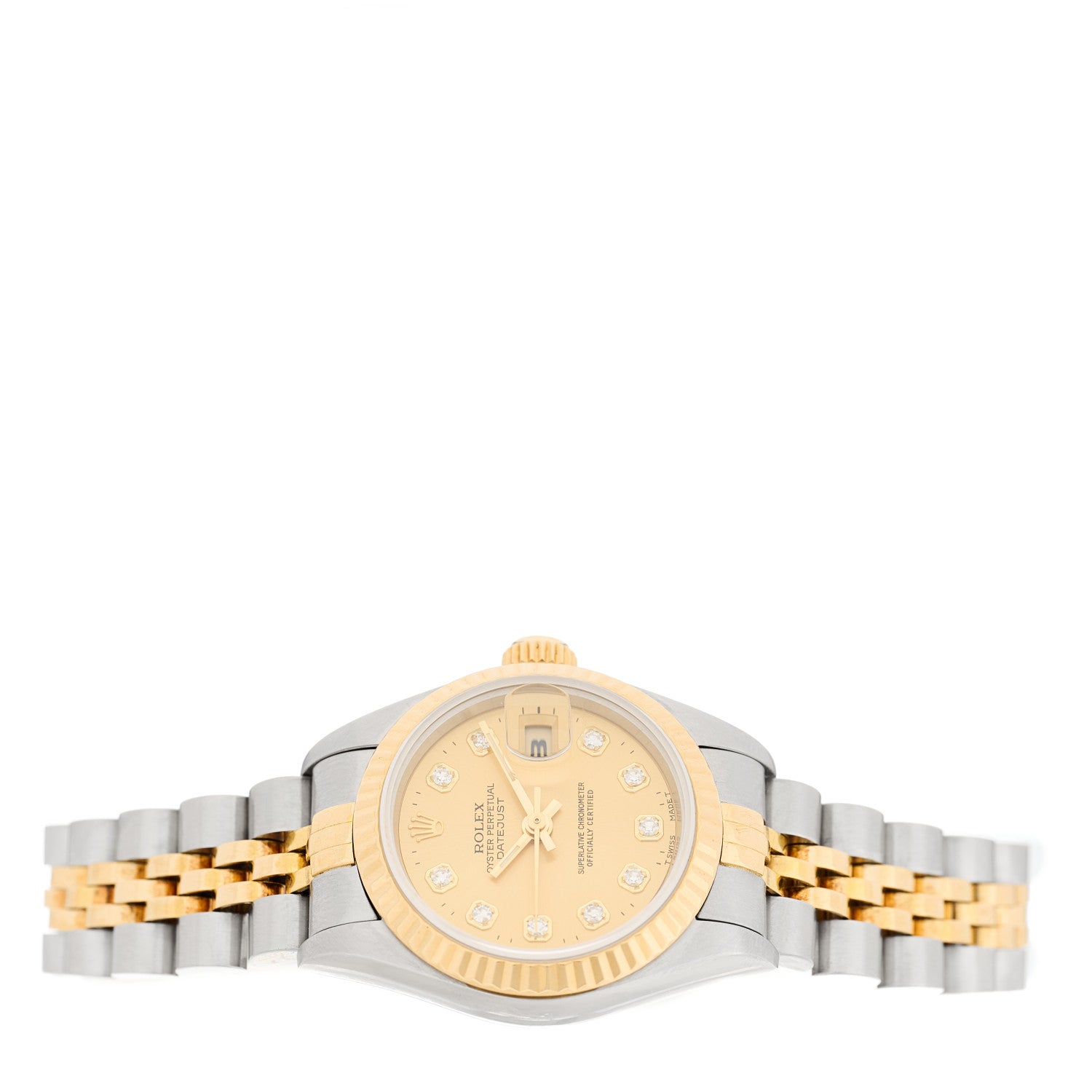 Rolex Stainless Steel 18K Yellow Gold Diamond 26mm Oyster Perpetual Datejust Watch Champagne 69173 2 of 4