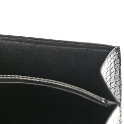 Balenciaga Shiny Calfskin Monochrome Crocodile Embossed S Sharp Chain Shoulder Bag Black 11 of 14