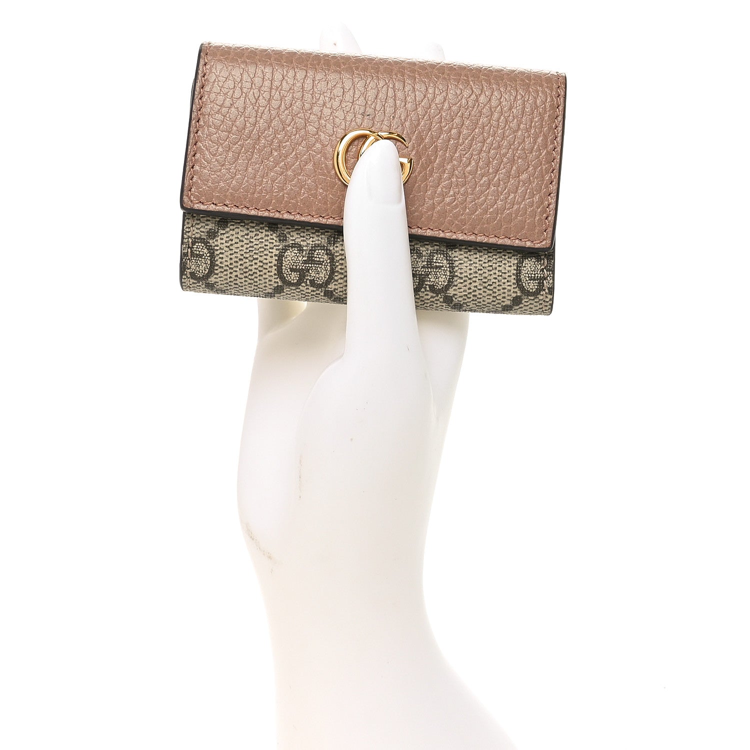Gucci Dollar Calfskin GG Supreme Monogram GG Marmont 6 Key Holder Case Porcelain Rose Beige Ebony 2 of 7