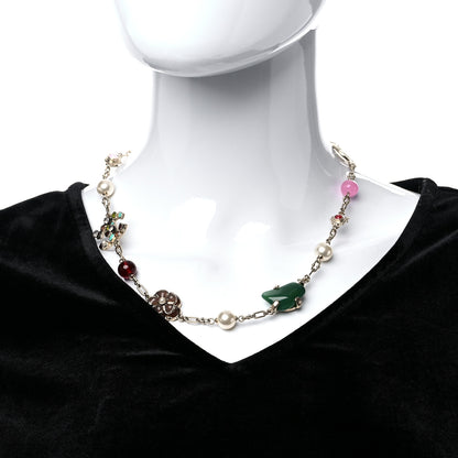 Chanel Gripoix Crystal Pearl CC Floral Short Necklace Gold Multicolor 3 of 5