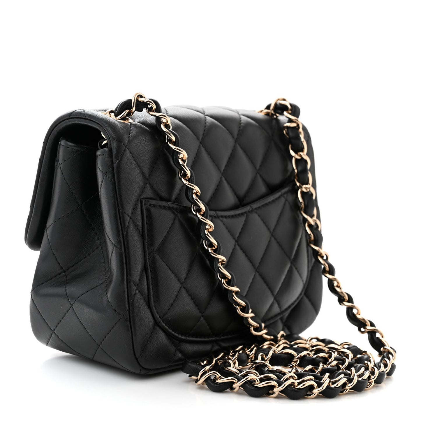Lambskin Quilted Mini Square Flap Black