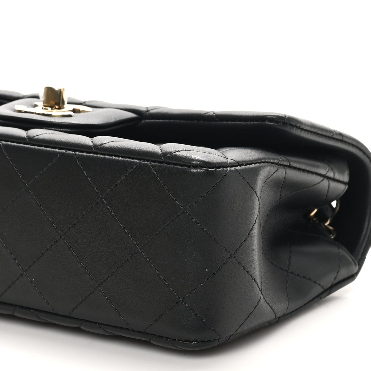 Lambskin Quilted Mini Rectangular Flap Black