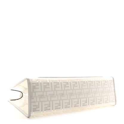 Fendi TPU FF Vitello Century Plexiglass Medium Runaway Shopper Tote White 4 of 15