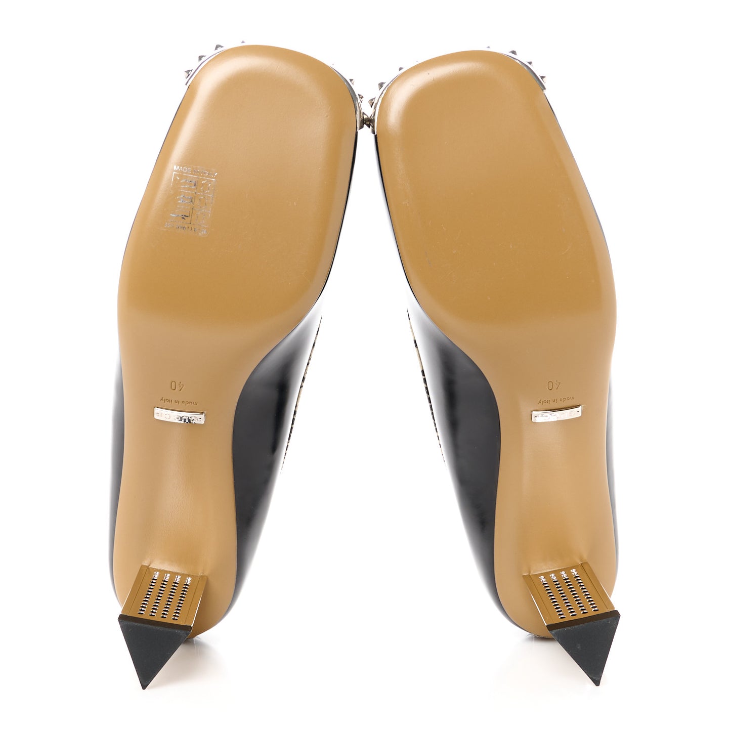 Spice Lux Snakeskin Print Spiked Pumps 40 Beige Avana Black