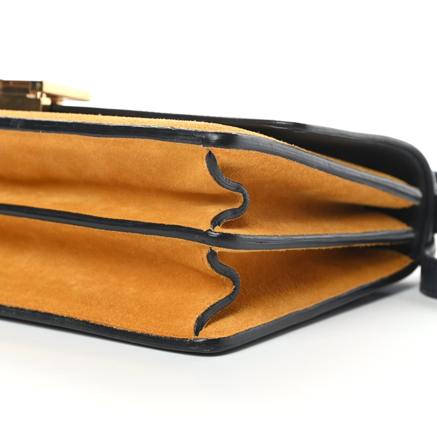 Calfskin Suede Bi-Color Small Case Flap Navy Blue Yellow