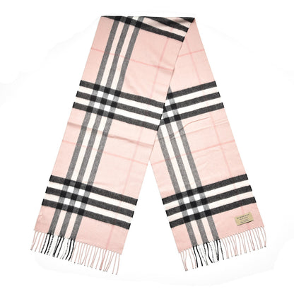 Burberry Cashmere Giant Heritage Check Fringe Scarf Ash Rose 3 of 6