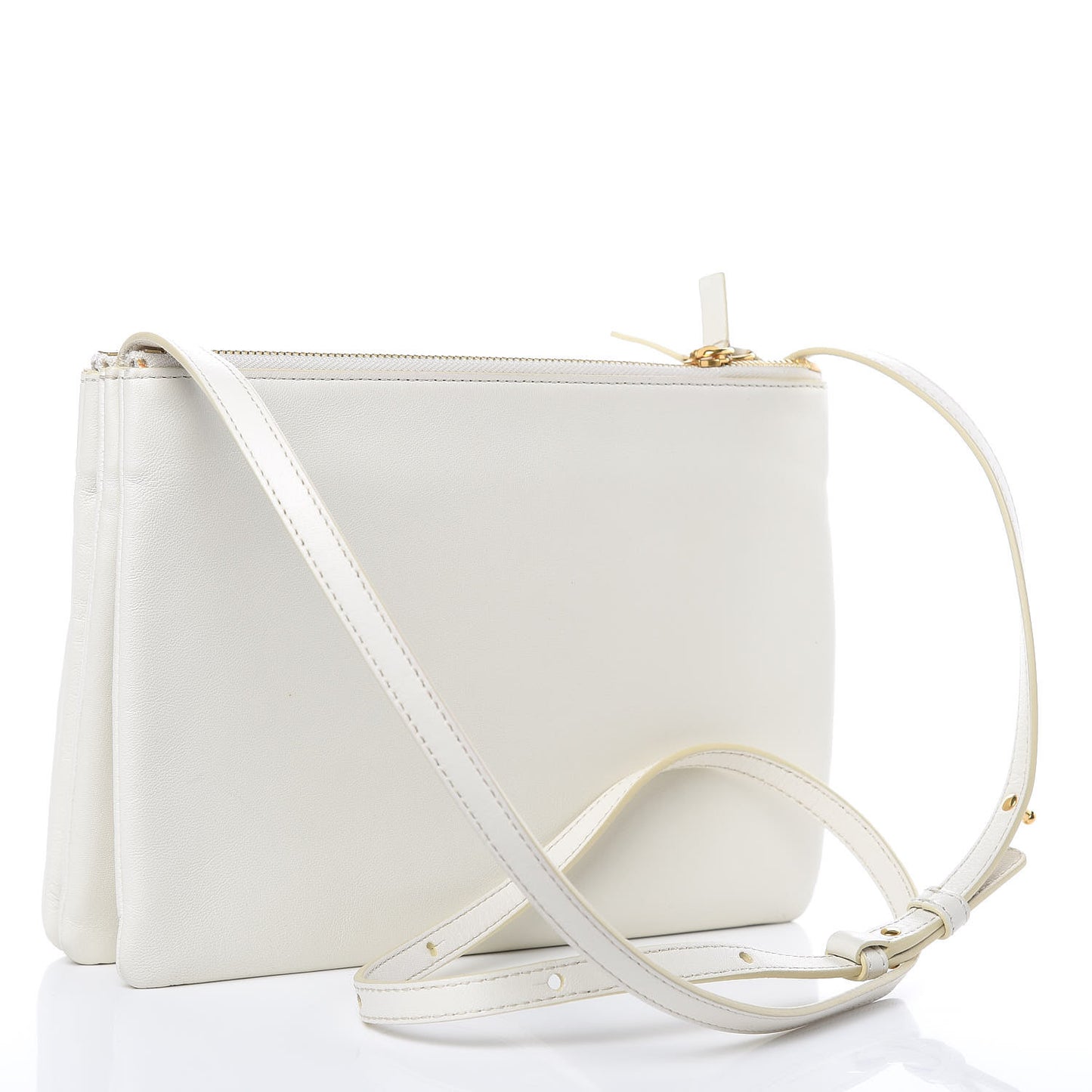 Goatskin Large Trio Crossbody Bag White