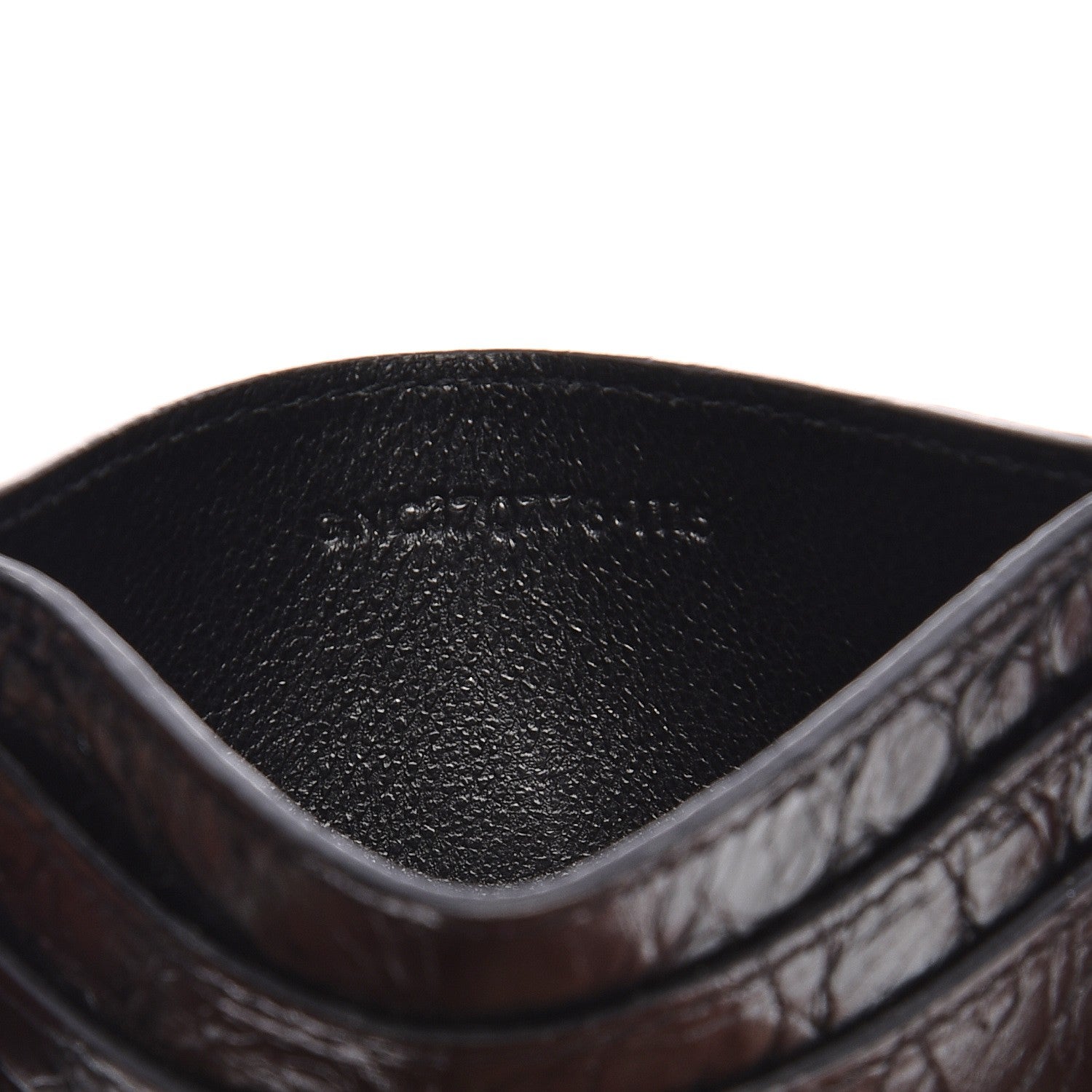 Saint Laurent Calfskin Crocodile Embossed Monogram Credit Card Case Black 7 of 8