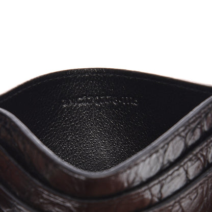 Saint Laurent Calfskin Crocodile Embossed Monogram Credit Card Case Black 7 of 8
