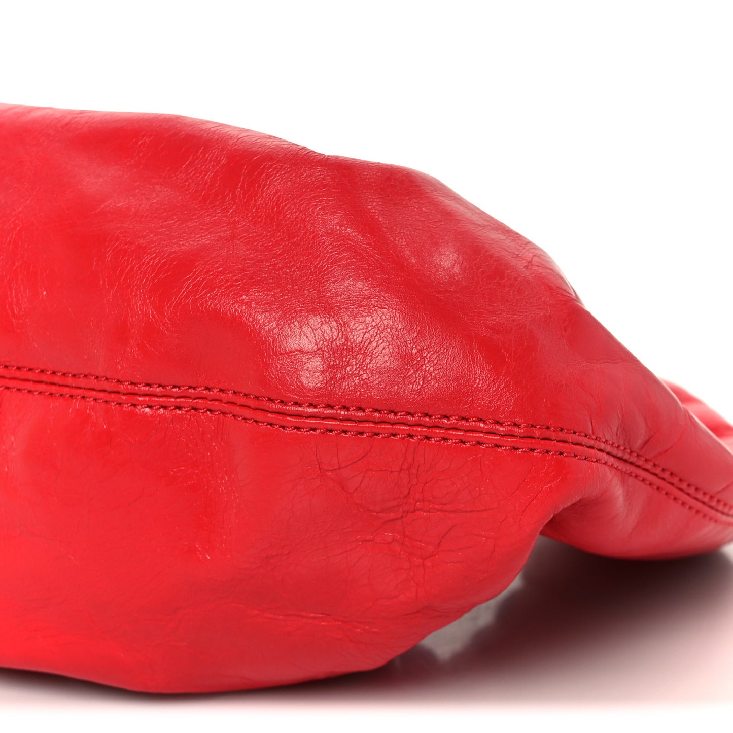 Crackle Patent Calfskin Small Handle Crescent Bag Flame Red
