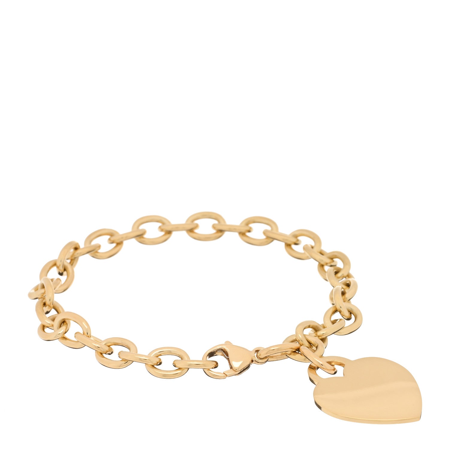 Tiffany 18K Yellow Gold Heart Tag Charm Bracelet 1 of 3