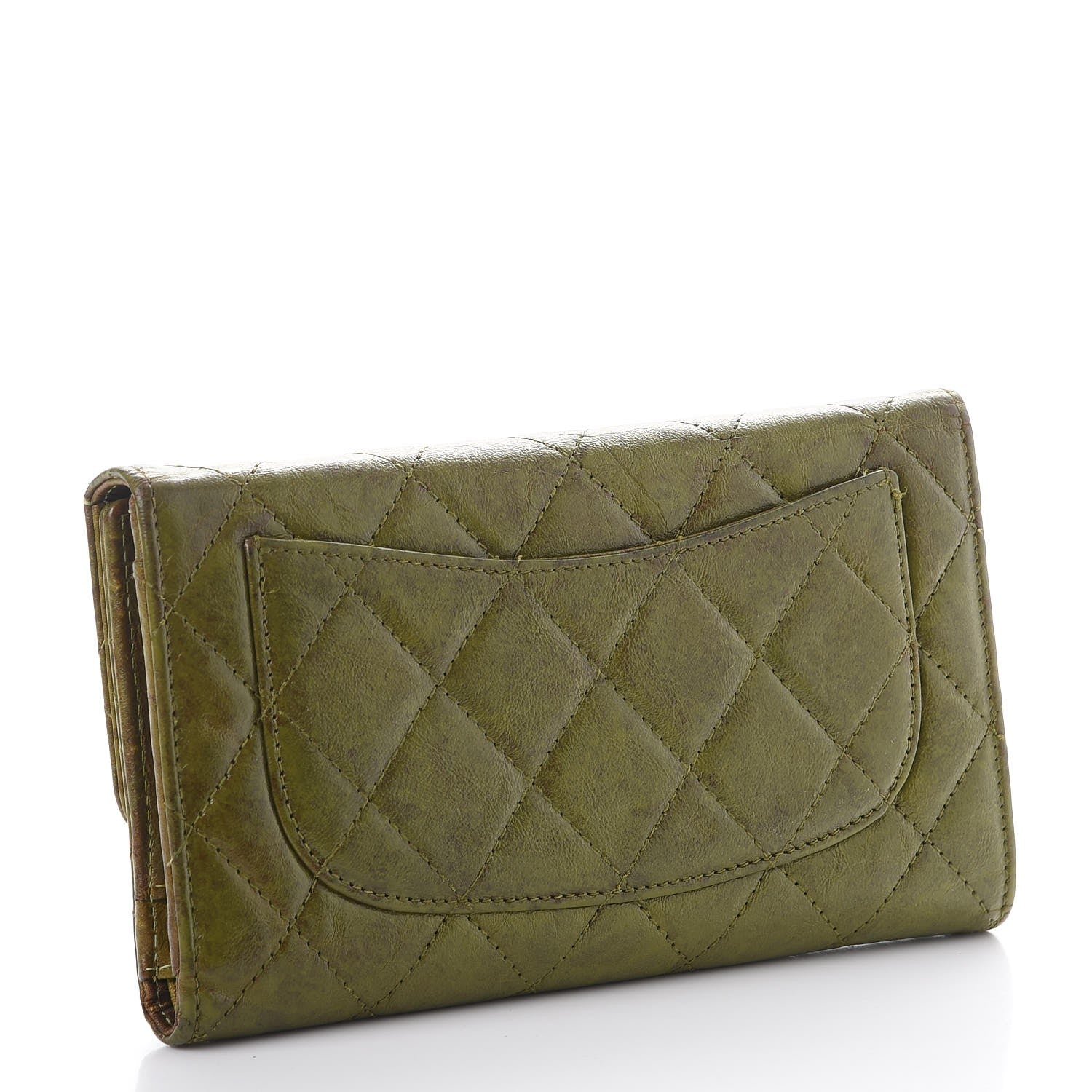 Chanel Calfskin Quilted Large Flap Wallet Green 3 of 14