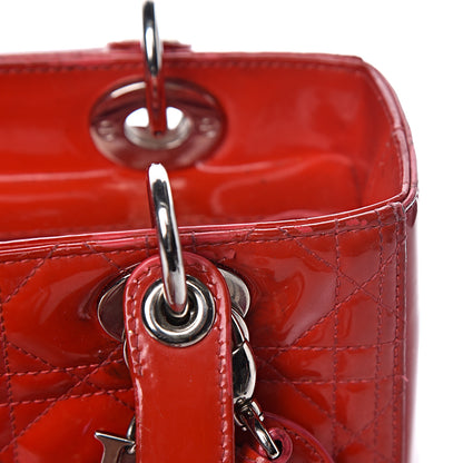 Christian Dior Patent Cannage Whipstitch Medium Lady Dior Red 18 of 28
