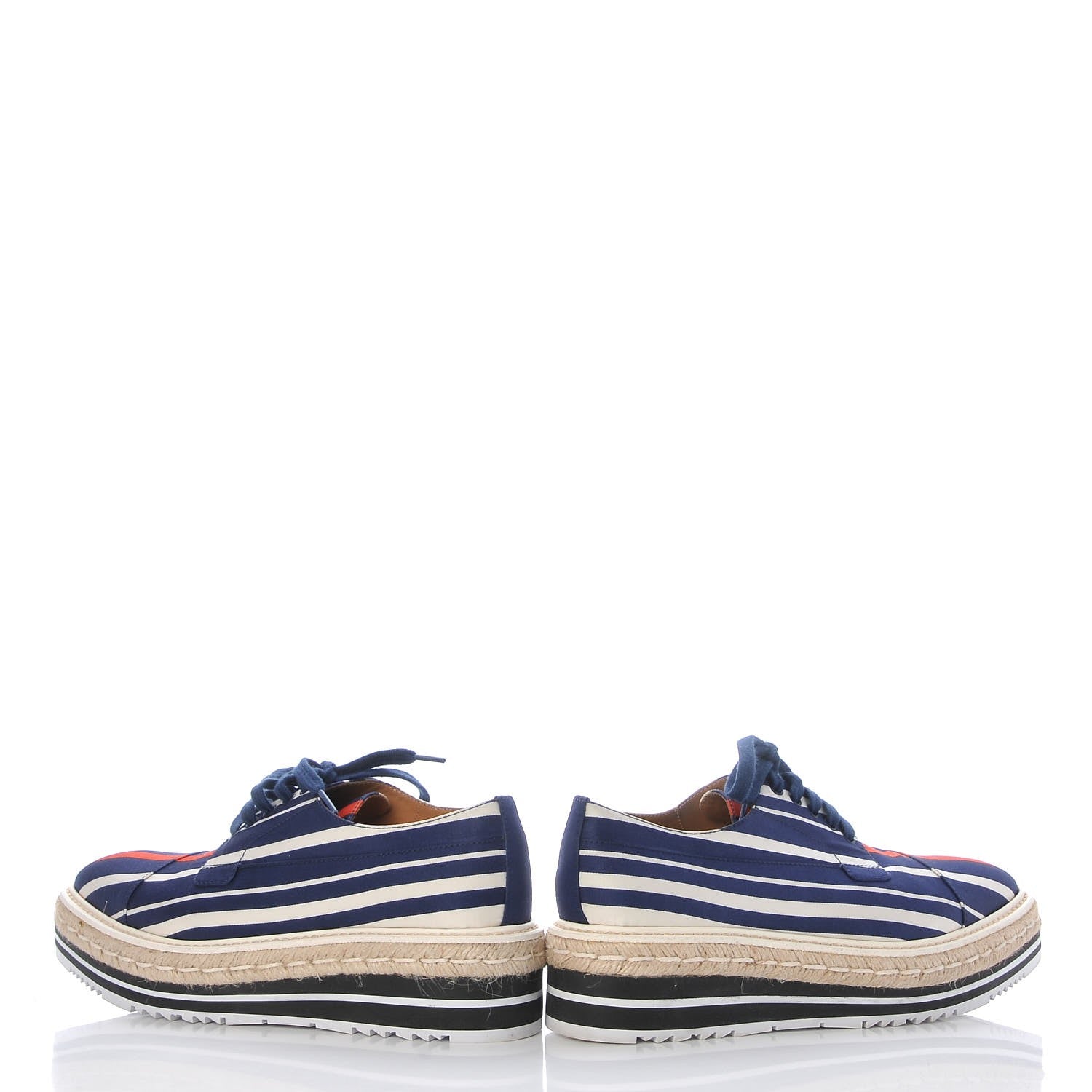 Prada Radzimir Fabric Striped Platform Creeper 38.5 Bluette Rosso 5 of 14