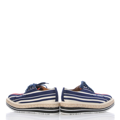 Prada Radzimir Fabric Striped Platform Creeper 38.5 Bluette Rosso 5 of 14