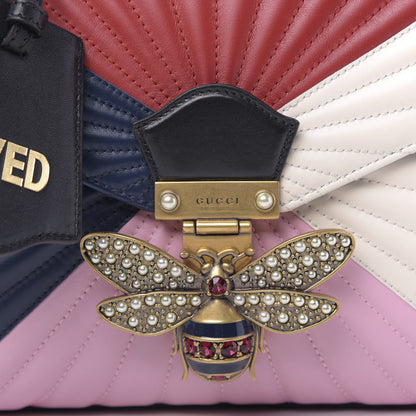 Gucci Calfskin Bamboo Trapuntata Queen Margaret Top Handle Bag Blue Agata Hibiscus Red Mystic White Sugar Pink 11 of 11