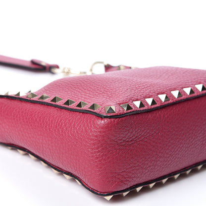 Valentino Garavani Pebbled Calfskin Mini Rockstud Flip-Lock Messenger Bag Raspberry 7 of 8