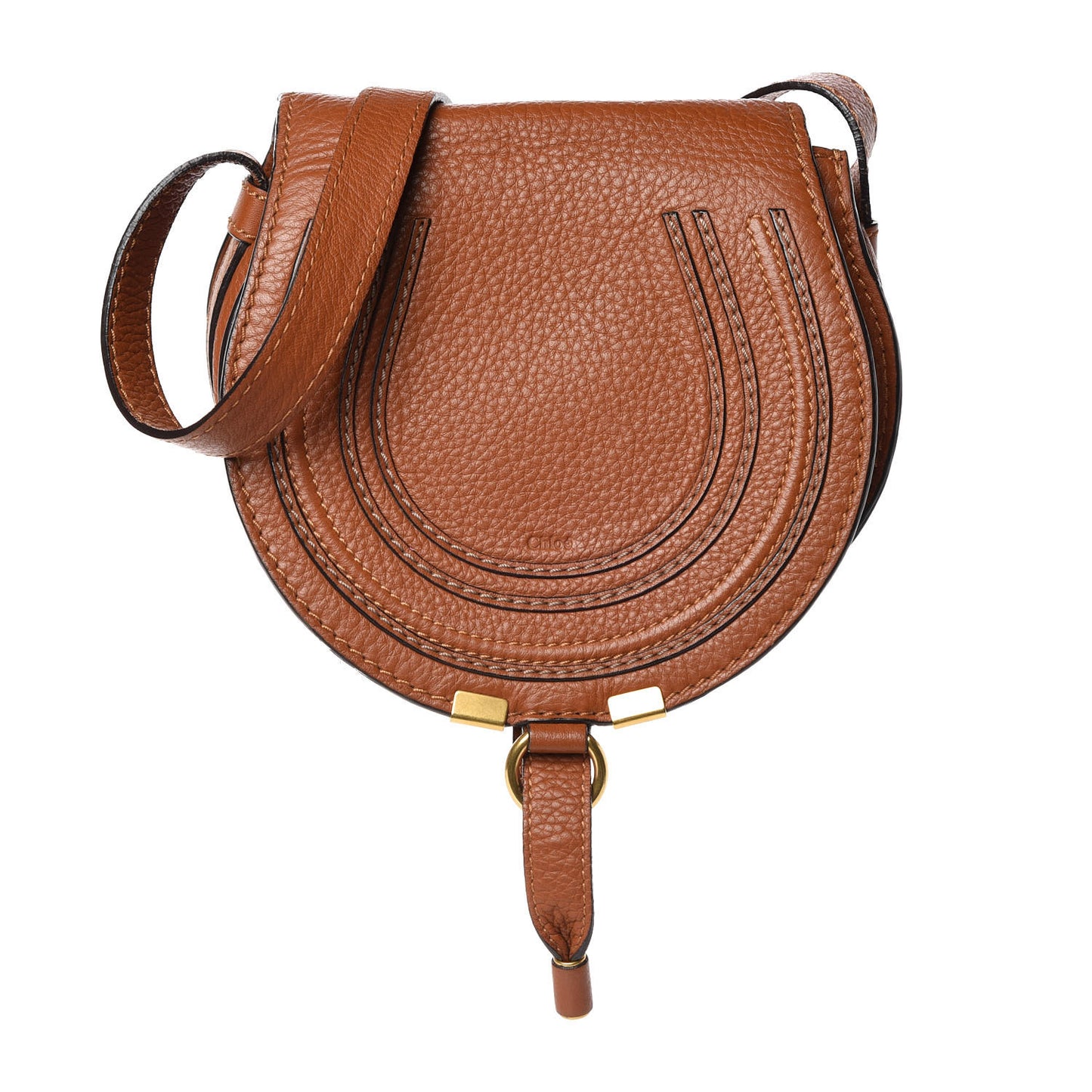 Calfskin Mini Marcie Round Crossbody Bag Tan