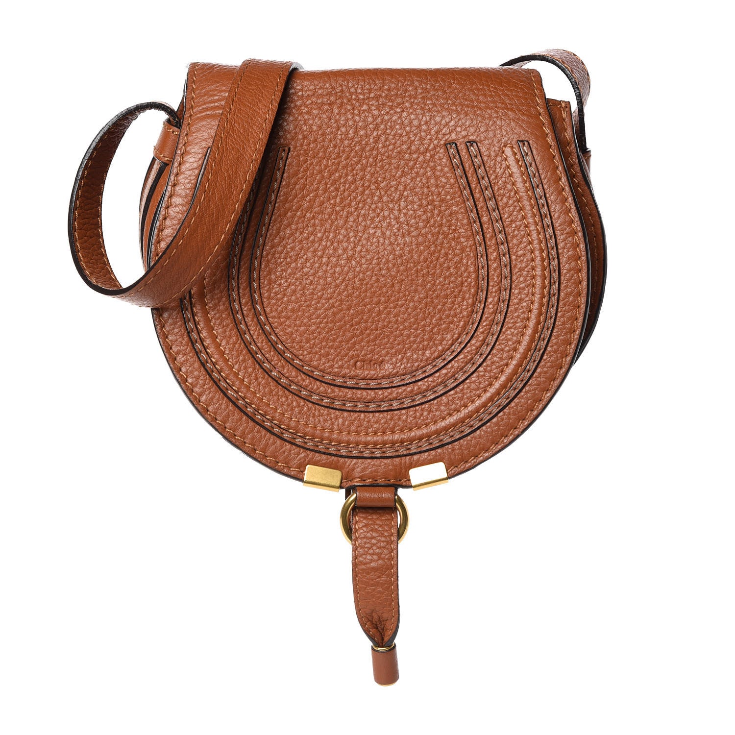 Chloe Calfskin Mini Marcie Round Crossbody Bag Tan 1 of 7
