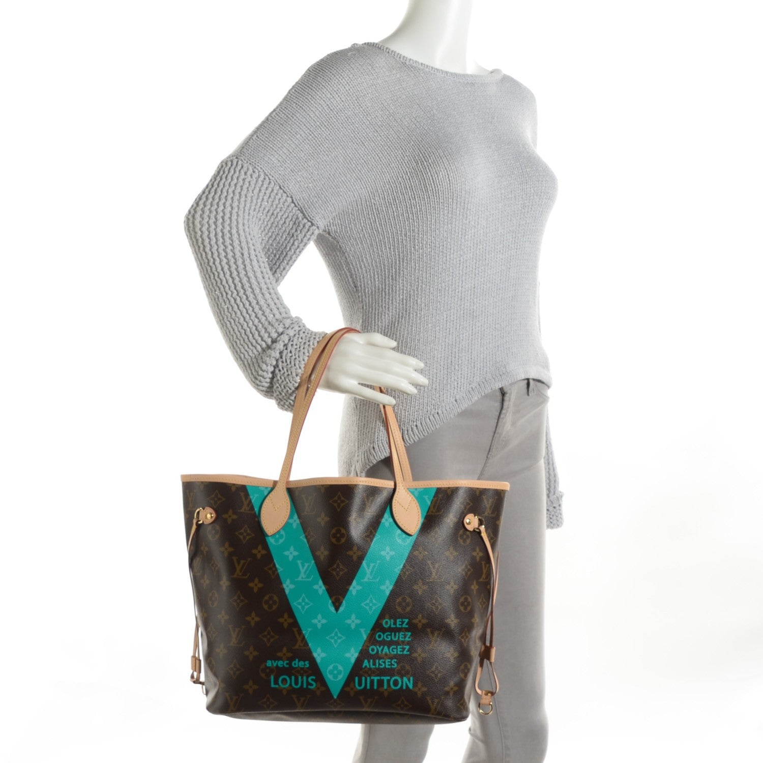 Louis Vuitton Monogram V Neverfull MM Turquoise 2 of 10