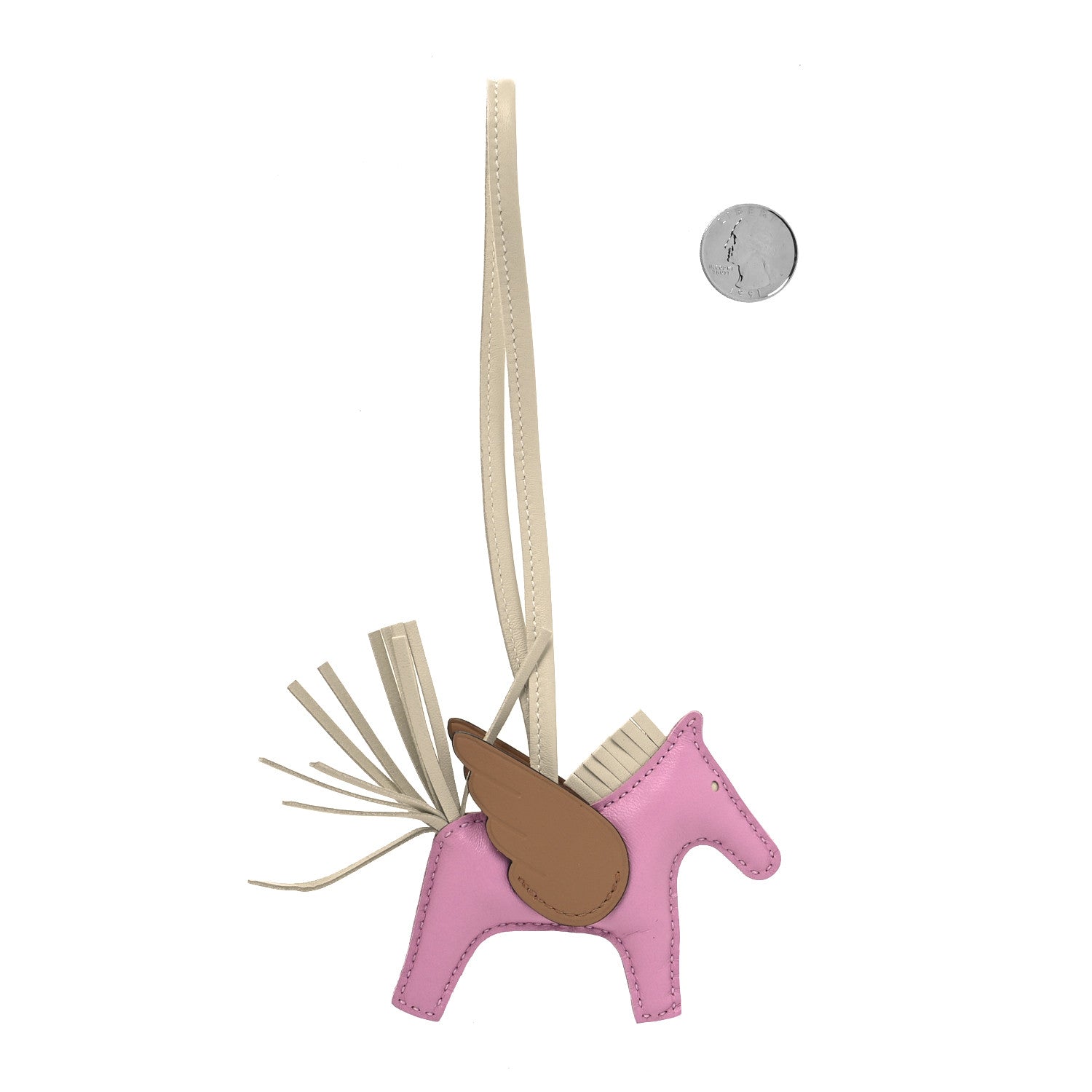 Hermes Milo Lambskin Grigri Rodeo Pegase Horse Bag Charm PM Mauve Sylvestre Craie Chai 2 of 4