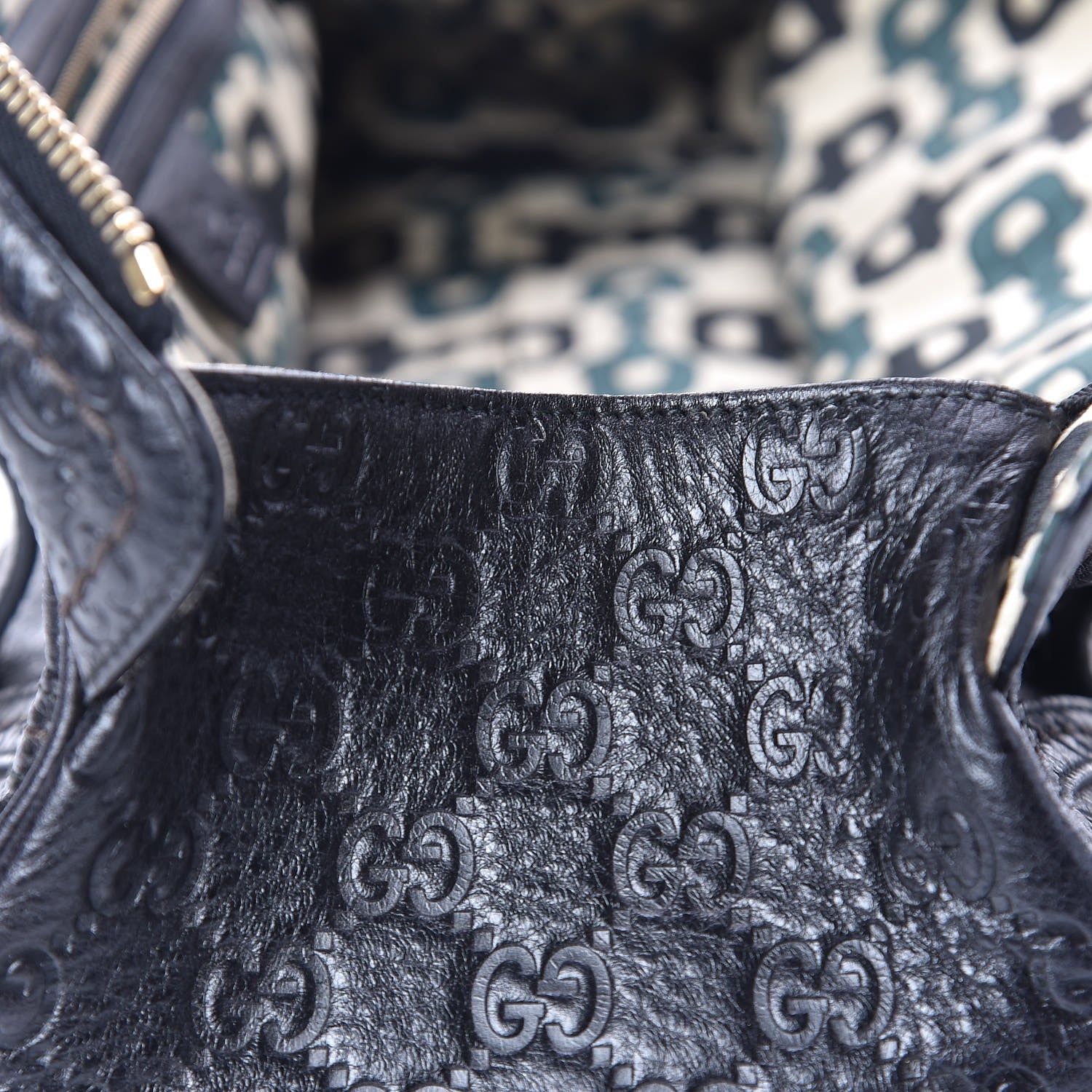 Gucci Calfskin Guccissima Signoria Bowler Bag Black 7 of 11