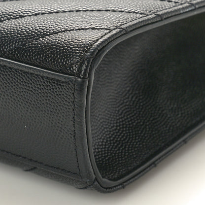 Saint Laurent Grain De Poudre Matelasse Chevron Medium Monogram Satchel Black 10 of 10