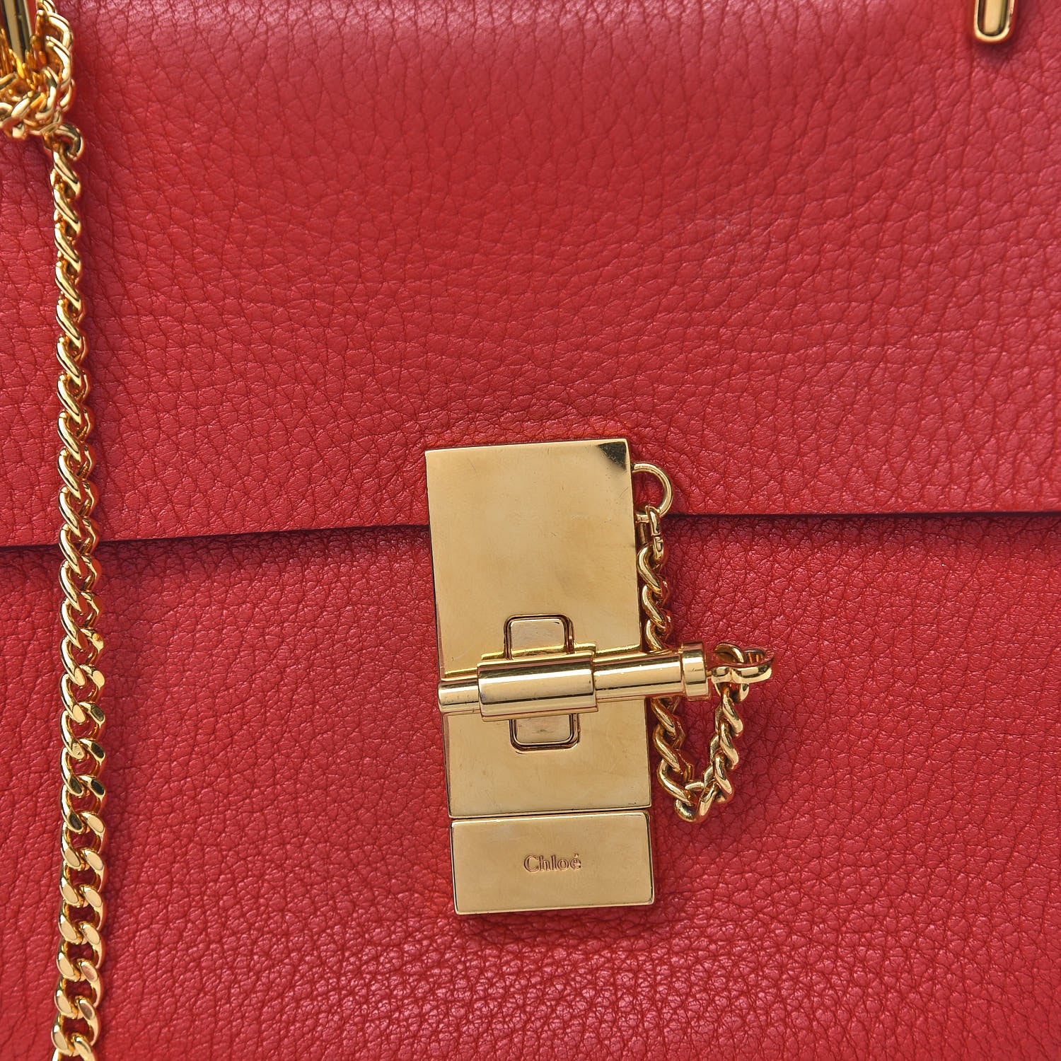 Chloe Grained Lambskin Mini Drew Shoulder Bag Plaid Red 11 of 12