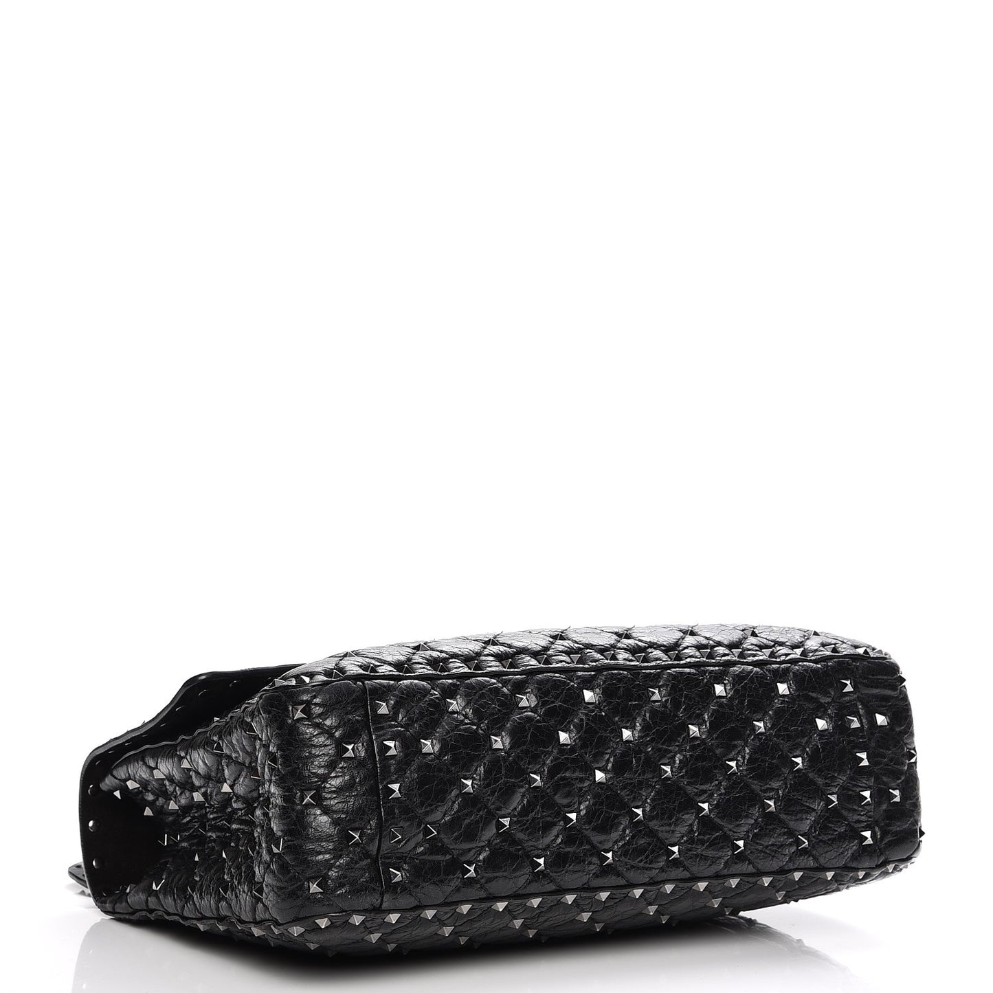 Lambskin Medium Rockstud Spike Shoulder Bag Black