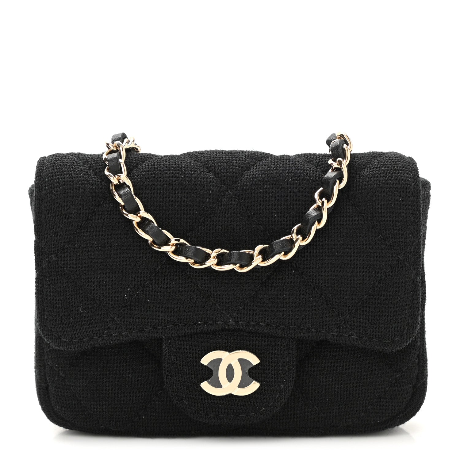 Chanel Jersey Quilted Flap Chain Waist Bag Black 1 of 12