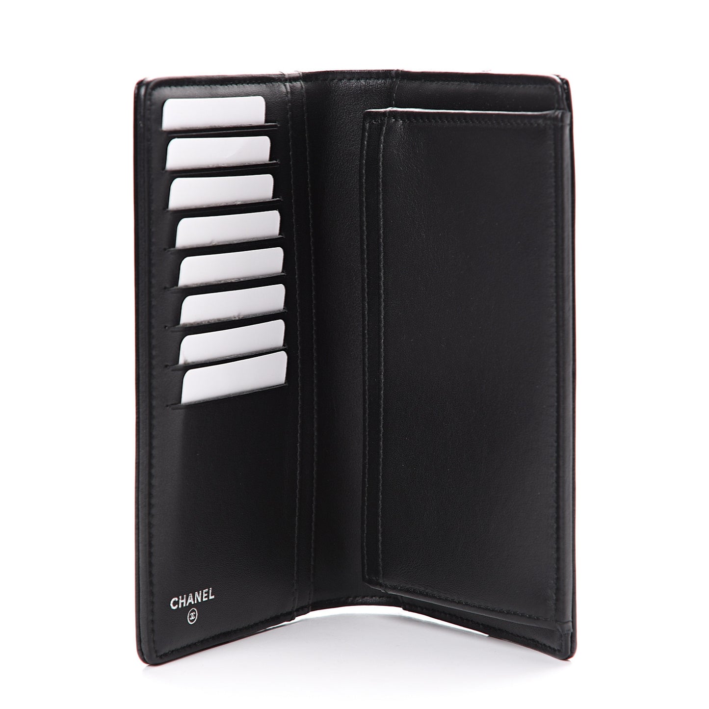 Aged Calfskin Quilted Gabrielle Yen Wallet Black