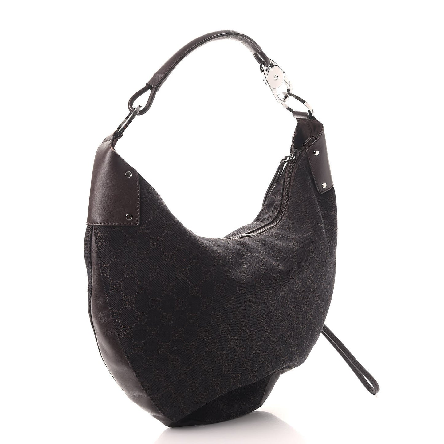 Denim Monogram Half Moon Hobo Dark Brown